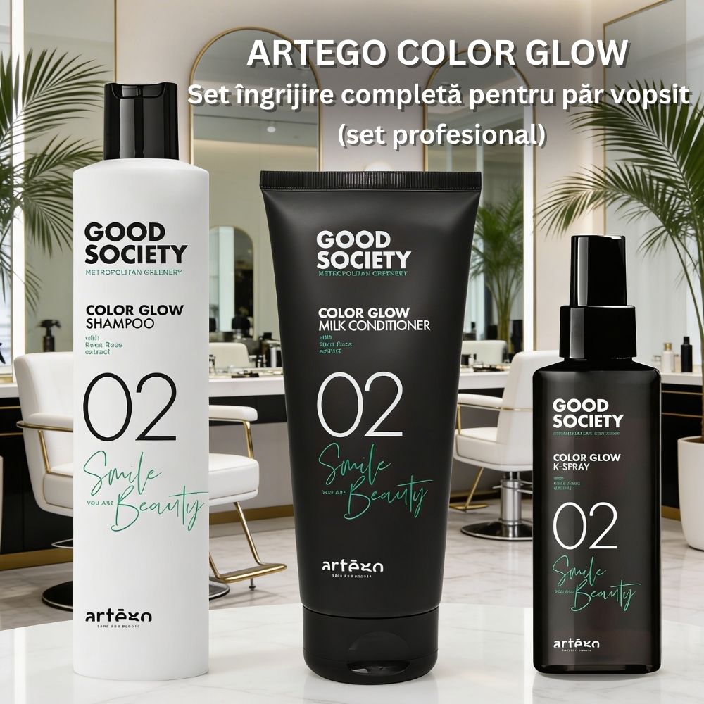ARTEGO COLOR GLOW SET ÎNGRIJIRE COMPLETĂ PĂR VOPSIT (set profesional) - șampon 250 ml + balsam 200 ml + spray bifazic k-spray 150 ml 4 ARTEGO COLOR GLOW SET ÎNGRIJIRE COMPLETĂ PĂR VOPSIT (set profesional) - șampon 250 ml + balsam 200 ml + spray bifazic k-spray 150 ml 3