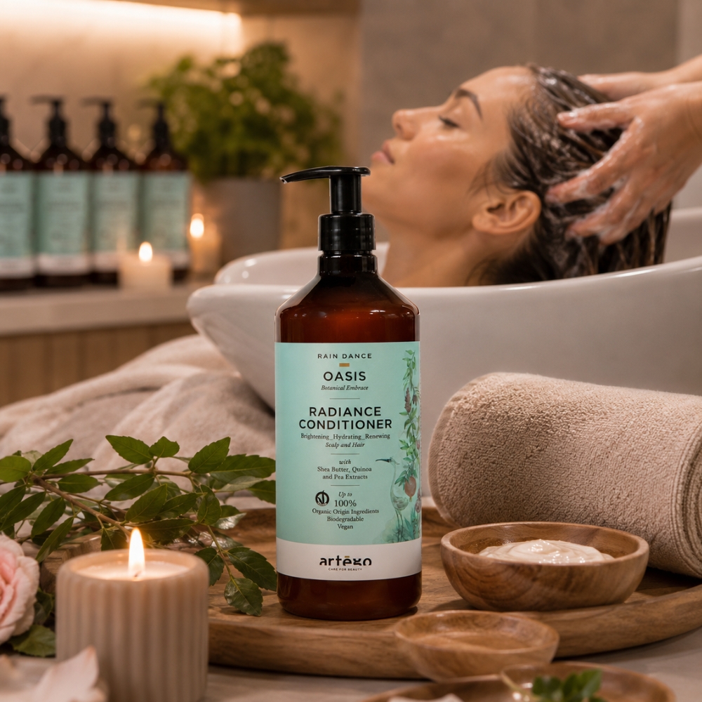 Balsam profesional pentru strălucirea părului Oasis Radiance Conditioner RAIN DANCE 1000ml cu efect revitalizant și hidratant 2 Balsam profesional pentru strălucirea părului Oasis Radiance Conditioner RAIN DANCE 1000ml cu efect revitalizant și hidratant - imagine 2