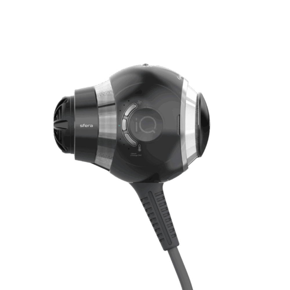 Uscător de păr inovativ IQ SFERA Ultra Light 250gr, compact și ergonomic GAMA 1 uscător de păr inovativ